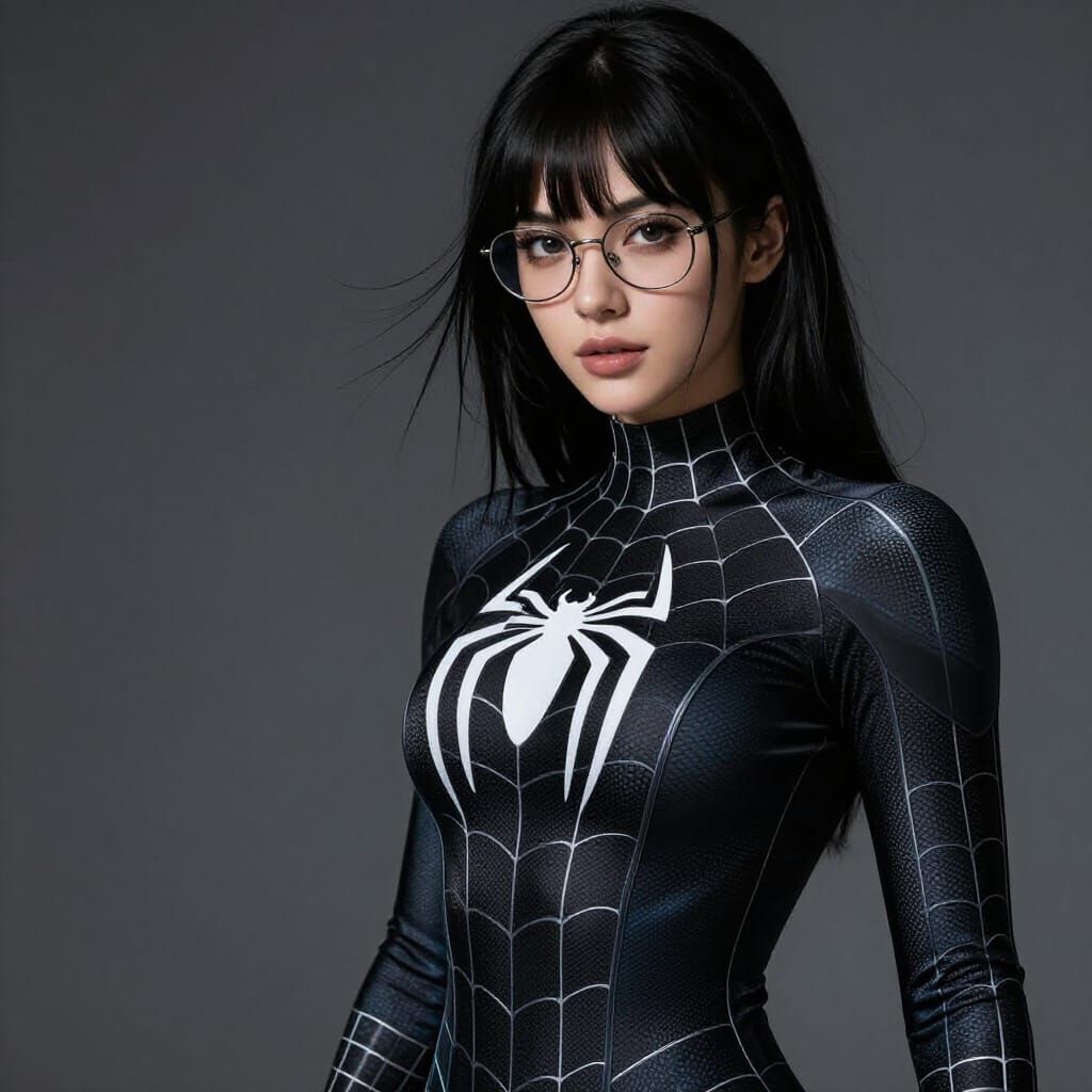 Realistic Woman in Tight Spider-Man Suit
