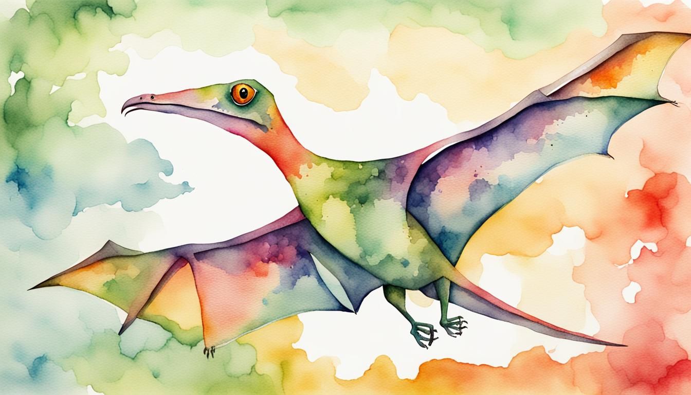 Whimsical Watercolor Pterodactyl Illustration