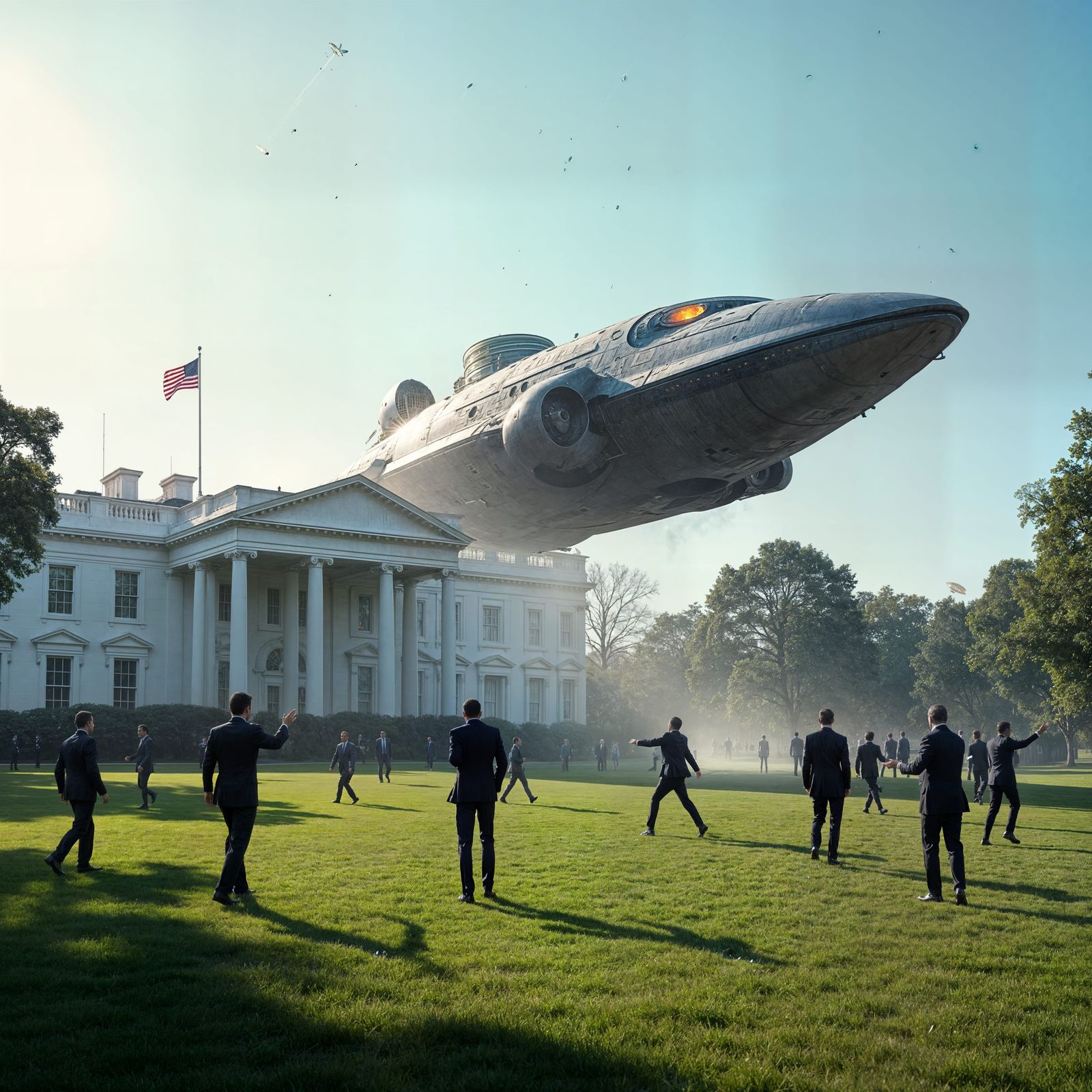 Alien Spaceship Lands on White House Lawn in 8K