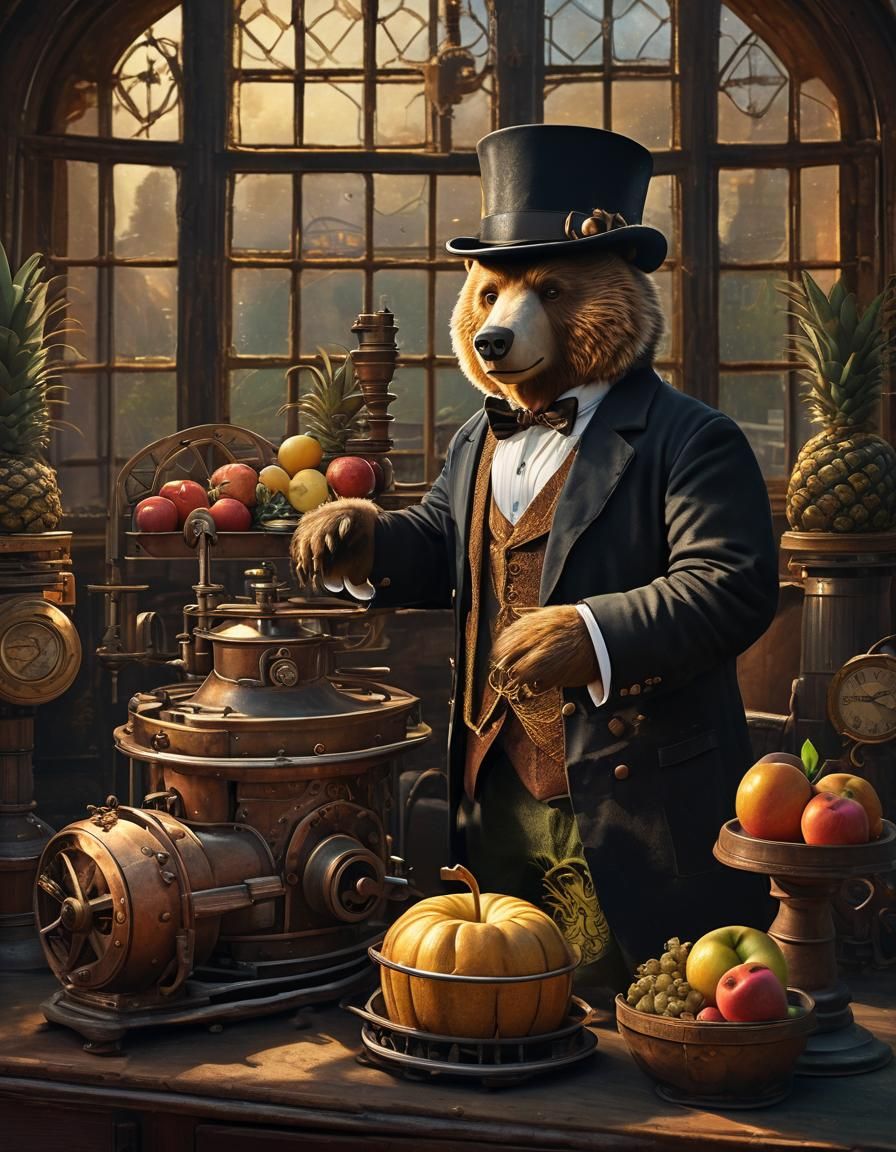 ANTIQUE-FRUITPRESS-MAGINE  BEAR (PIN PEN PEN PINEAPPLE APPLE...