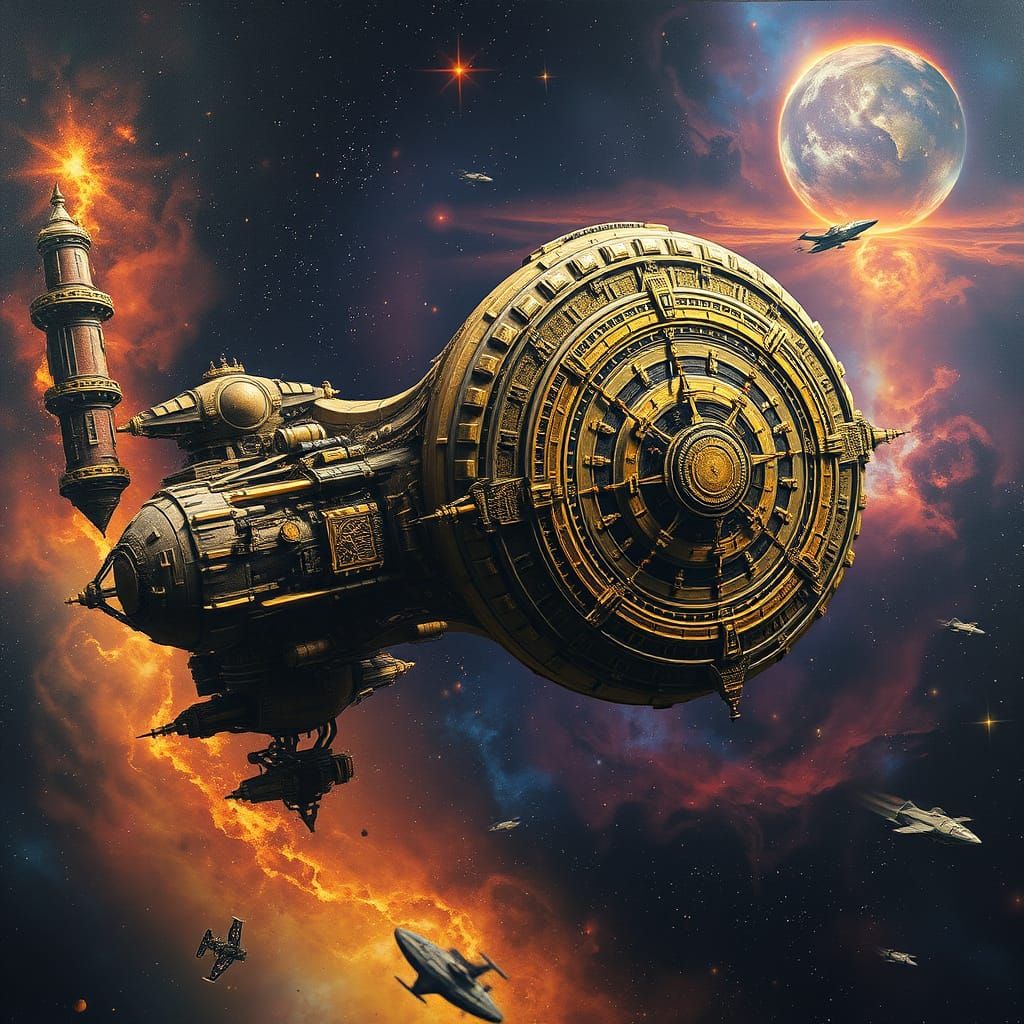 Celestial Clockwork Station in Steampunk Surrealism