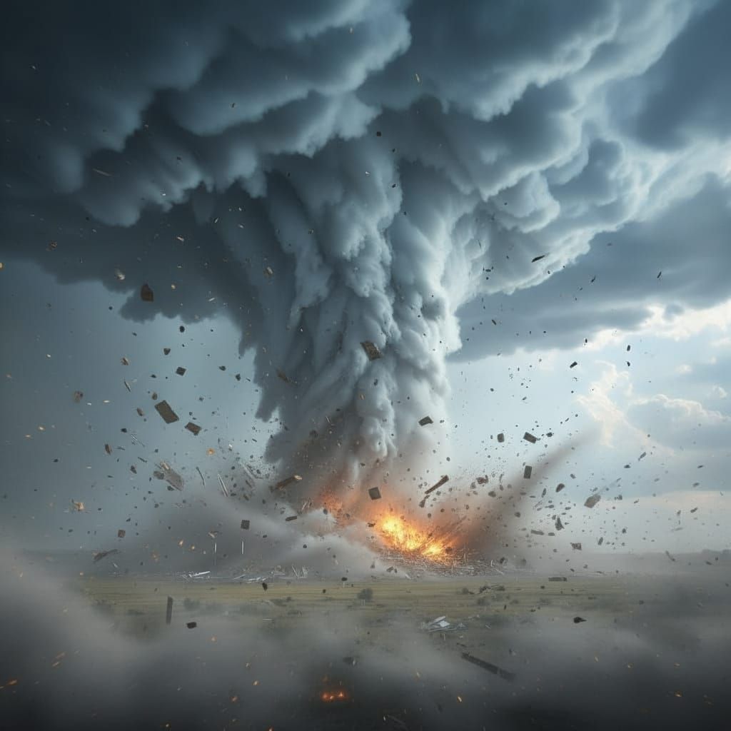 Super Realistic EF5 Tornado Raging Across Flatland