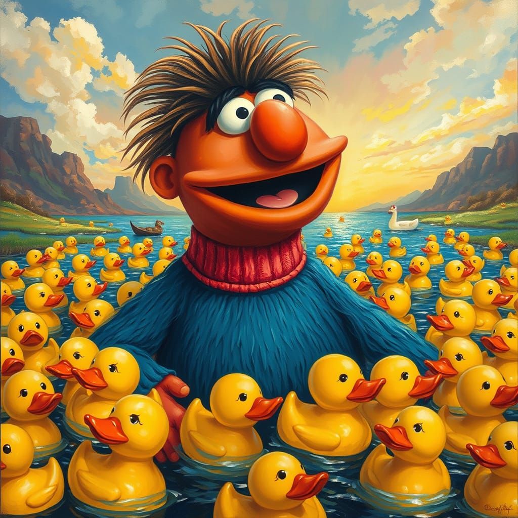 Rubber Duck Wonderland in Whimsical Gouache Style