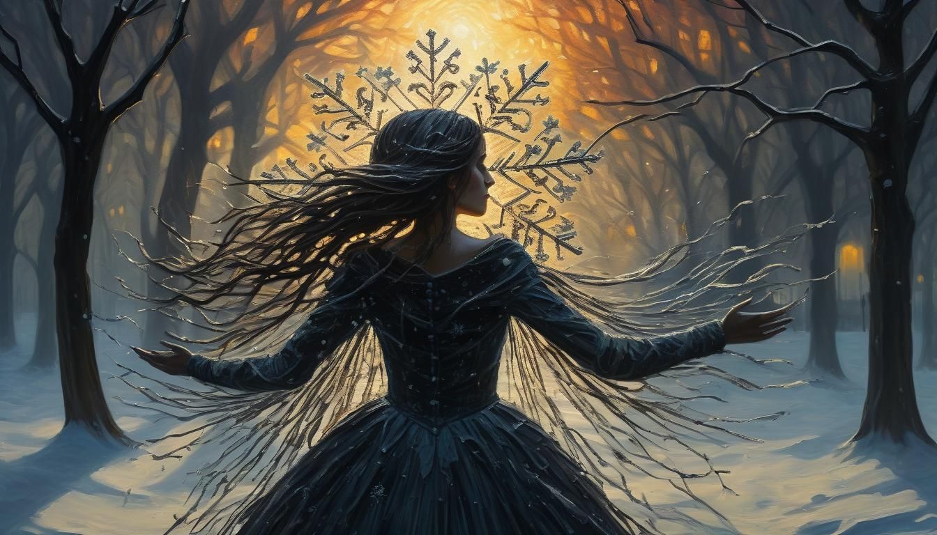 Ethereal Snowflake Vampire in Romantic Expressionism Style