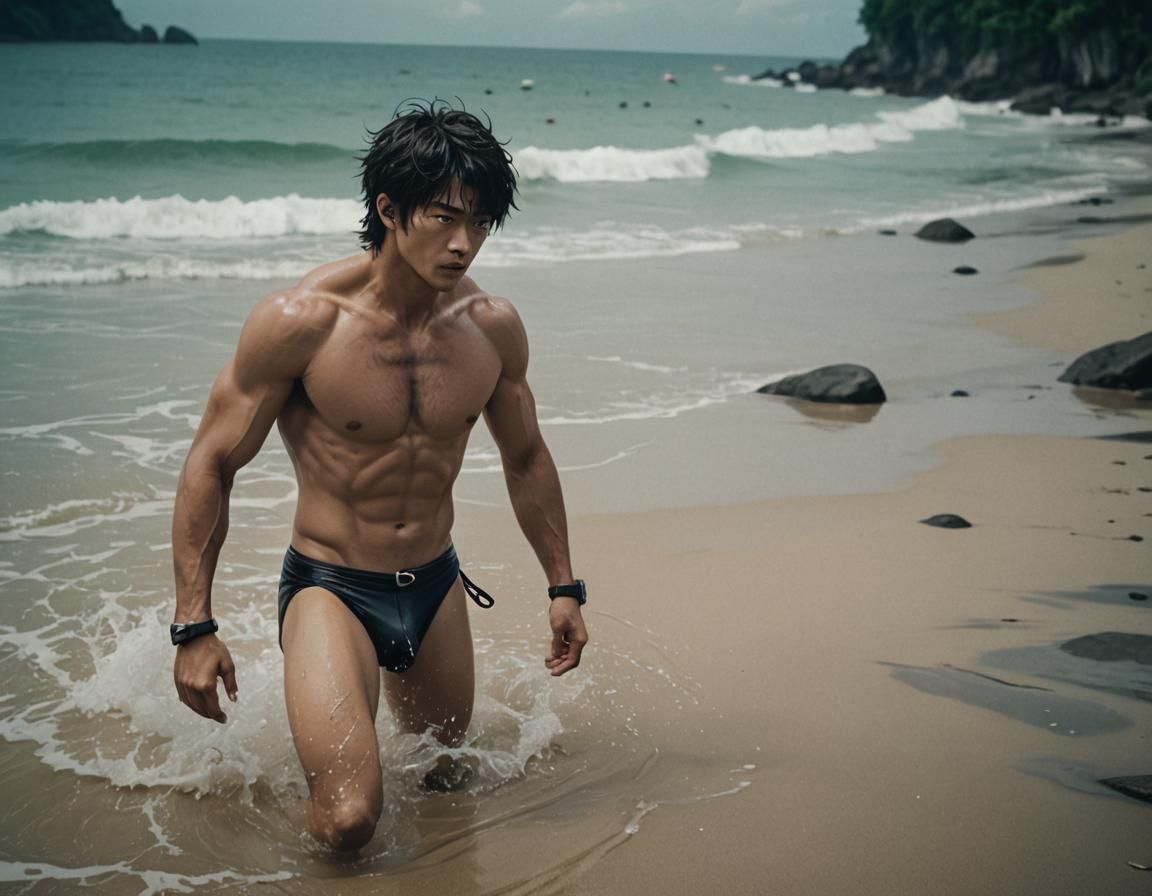 Anime Speedo Mockup: Cinematic Film Still