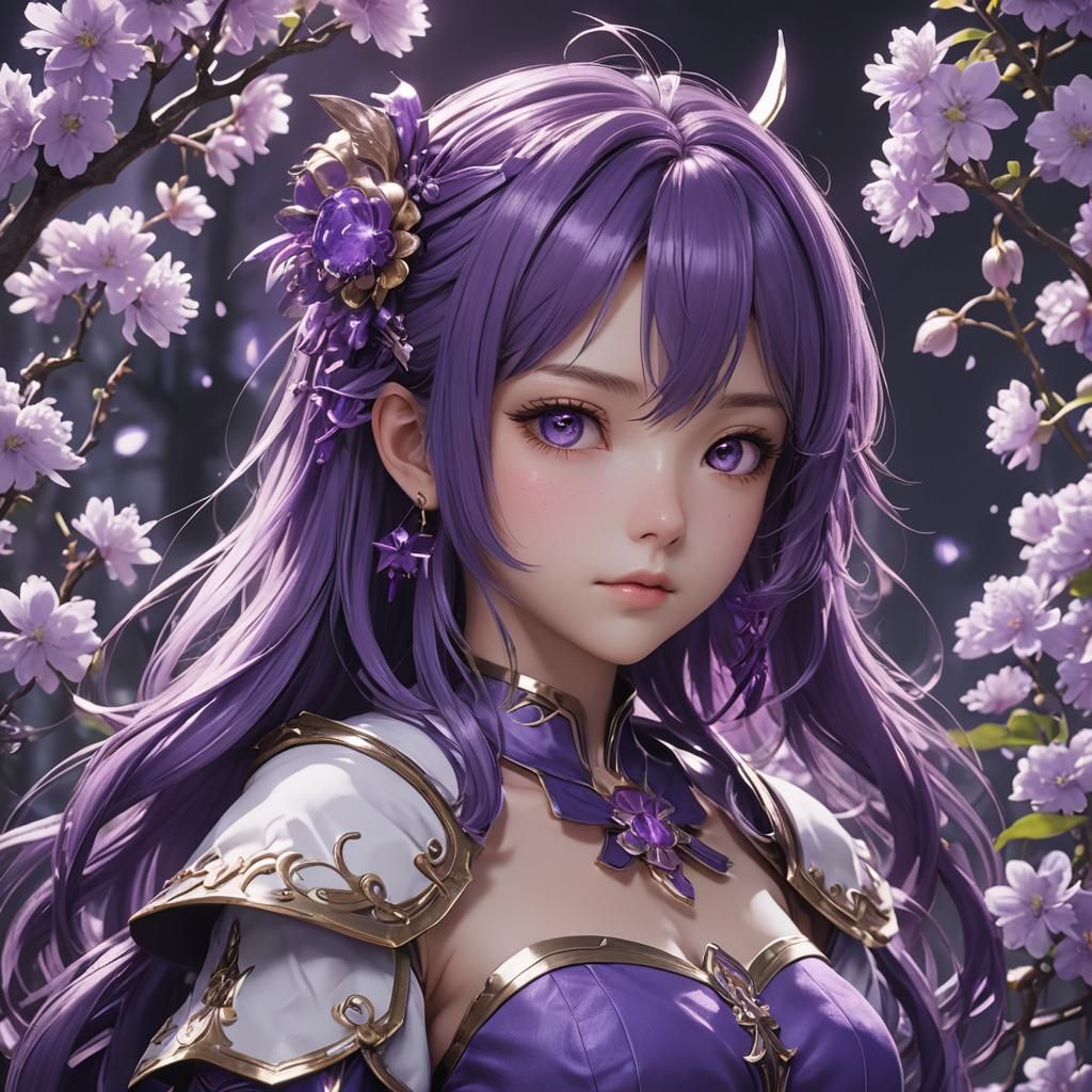 Beautiful Purple Entity in 3D Anime Art