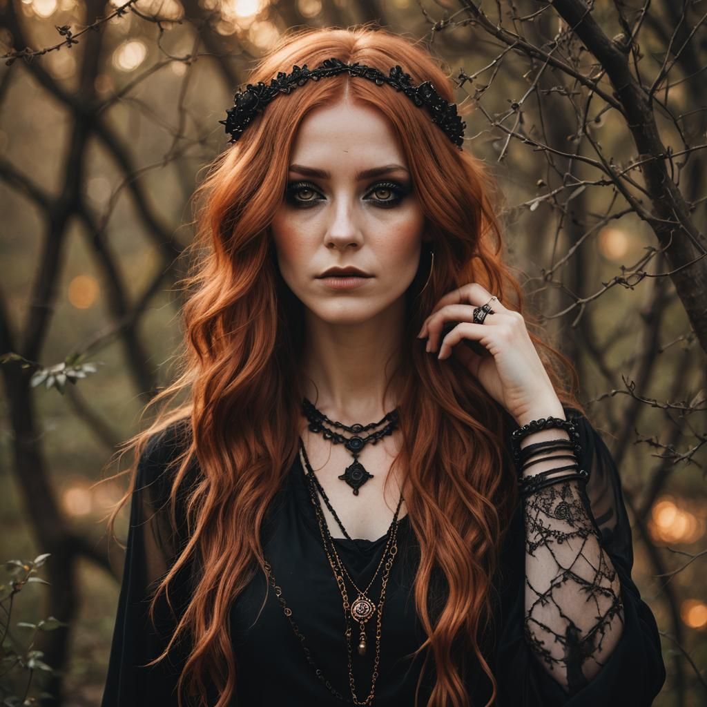 Gothic Hippie Girl Portrait in Victorian Style