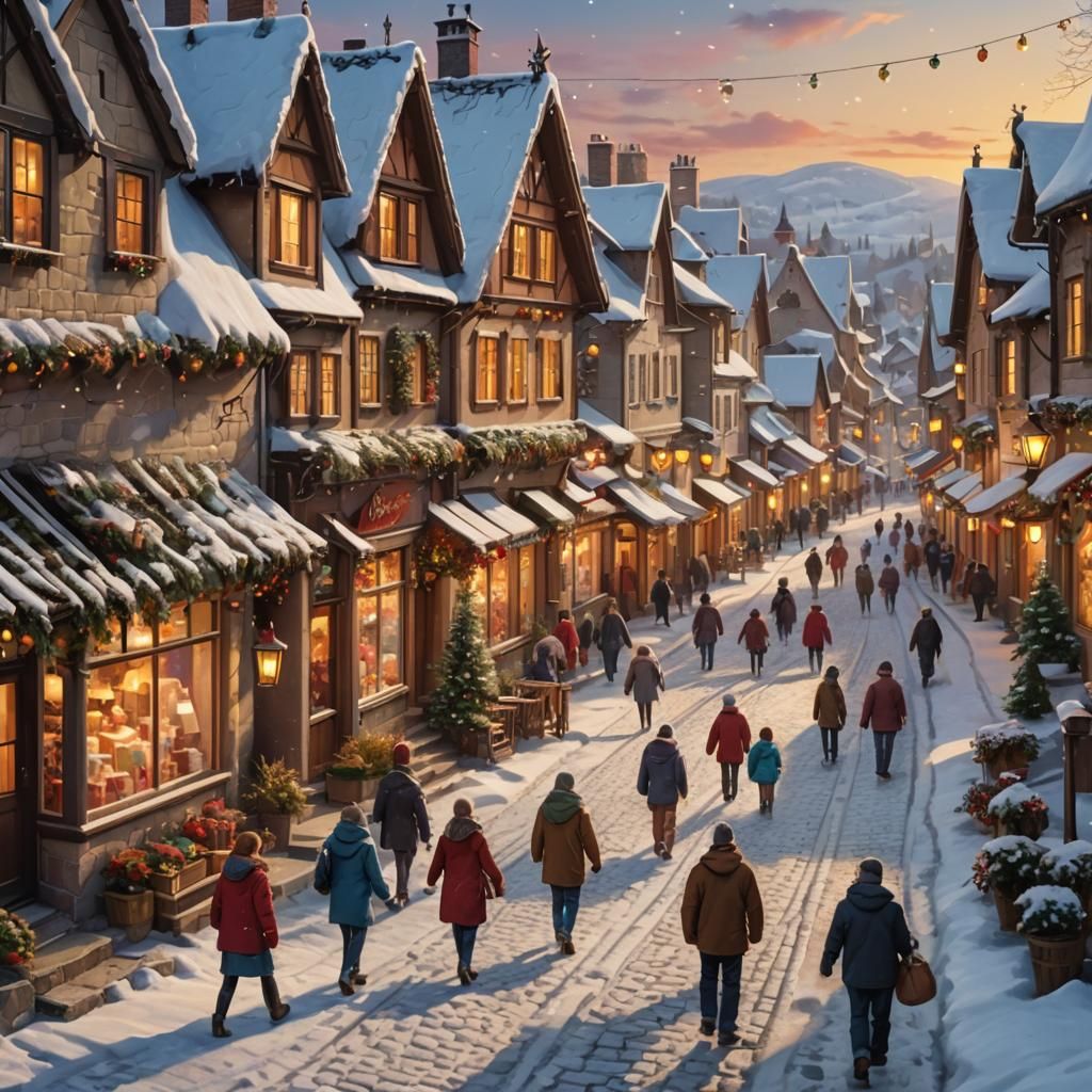 Vibrant Winter Wonderland Scene in Masterful Digital Art