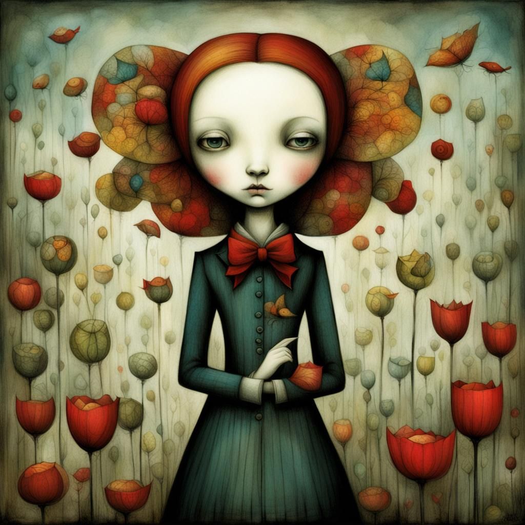 Surreal Character Portrait in Book Illustration Style