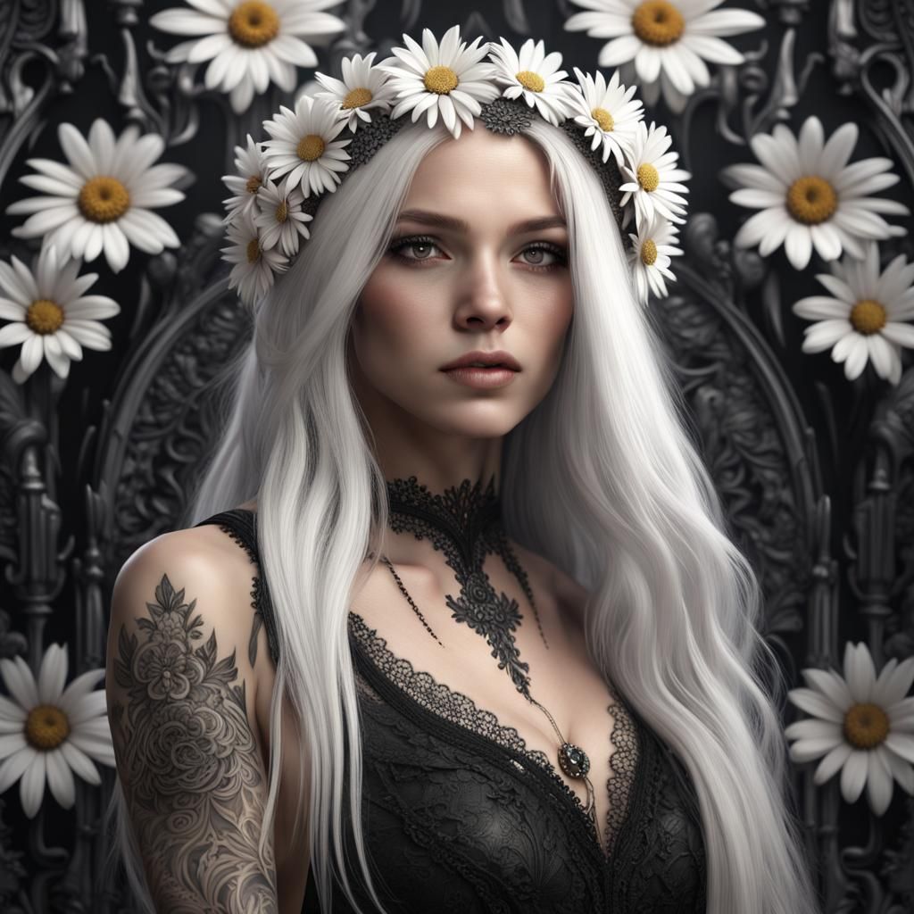 Girl with Dagger Tattoo in Detailed Matte Painting