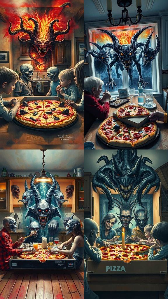 Demonic Portal Pizza Box in Morbid Graffiti Style