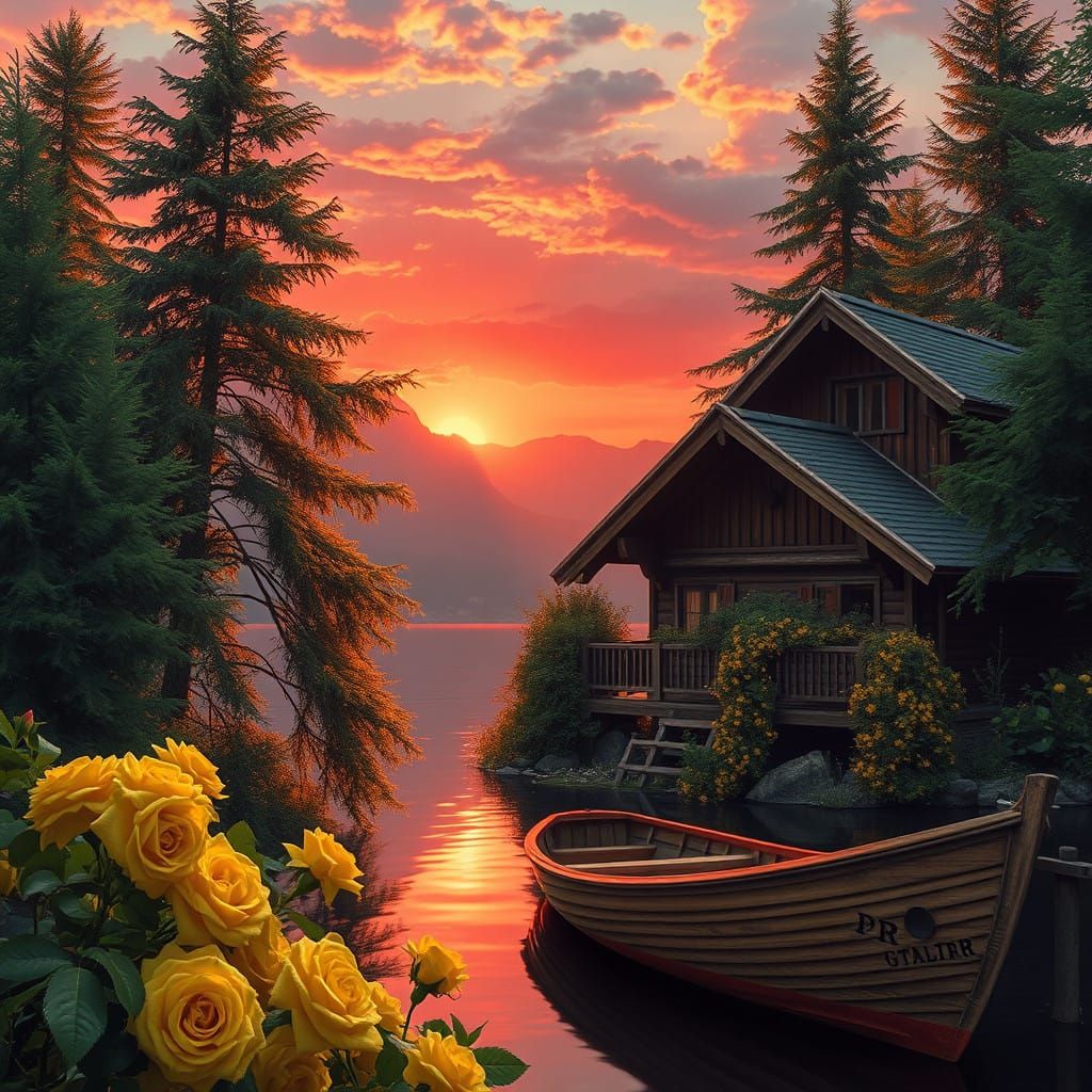 Serene Swiss Lake Scene at Dusk