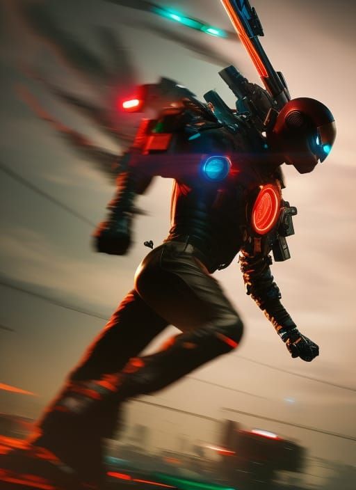 Cyberpunk Runner in Neo Tokyo: Hyperdetailed Neon Art