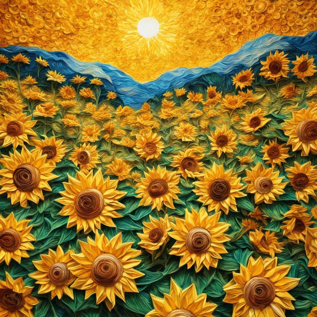 Origami field of Sunflowers