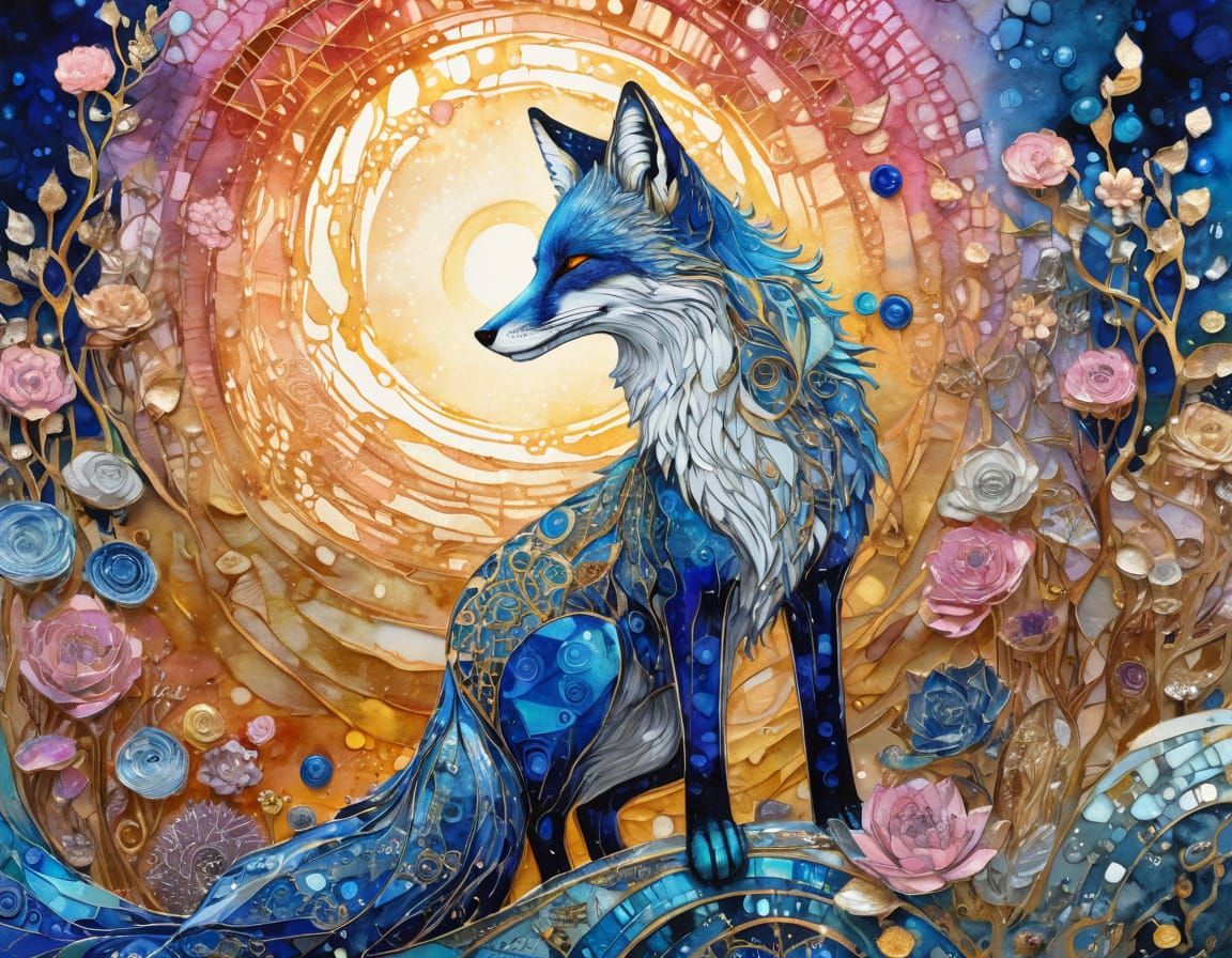 Vibrant Blue Fox in Ethereal Light