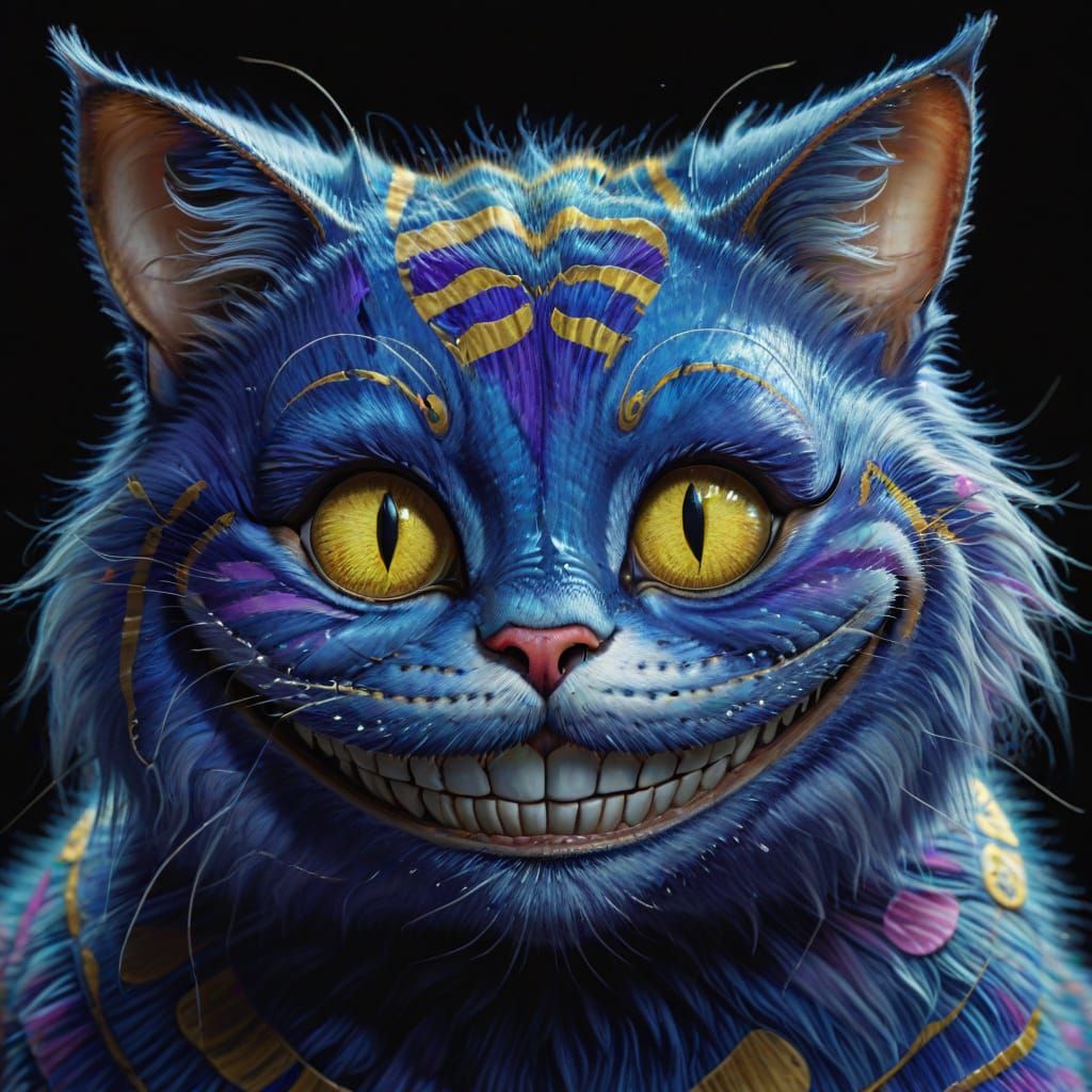 Cheshire Cat with Klimt-Inspired Grin