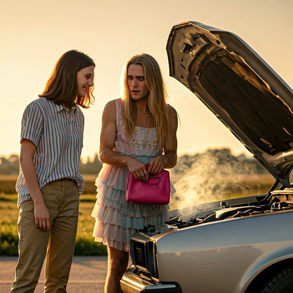 Gritty yet Elegant Portrait of a Crossdressing Man in Distre...