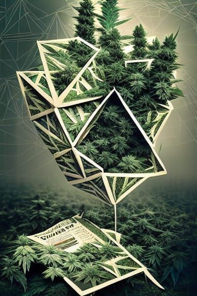 Geometric Cannabis Forest in Maximalist Collage