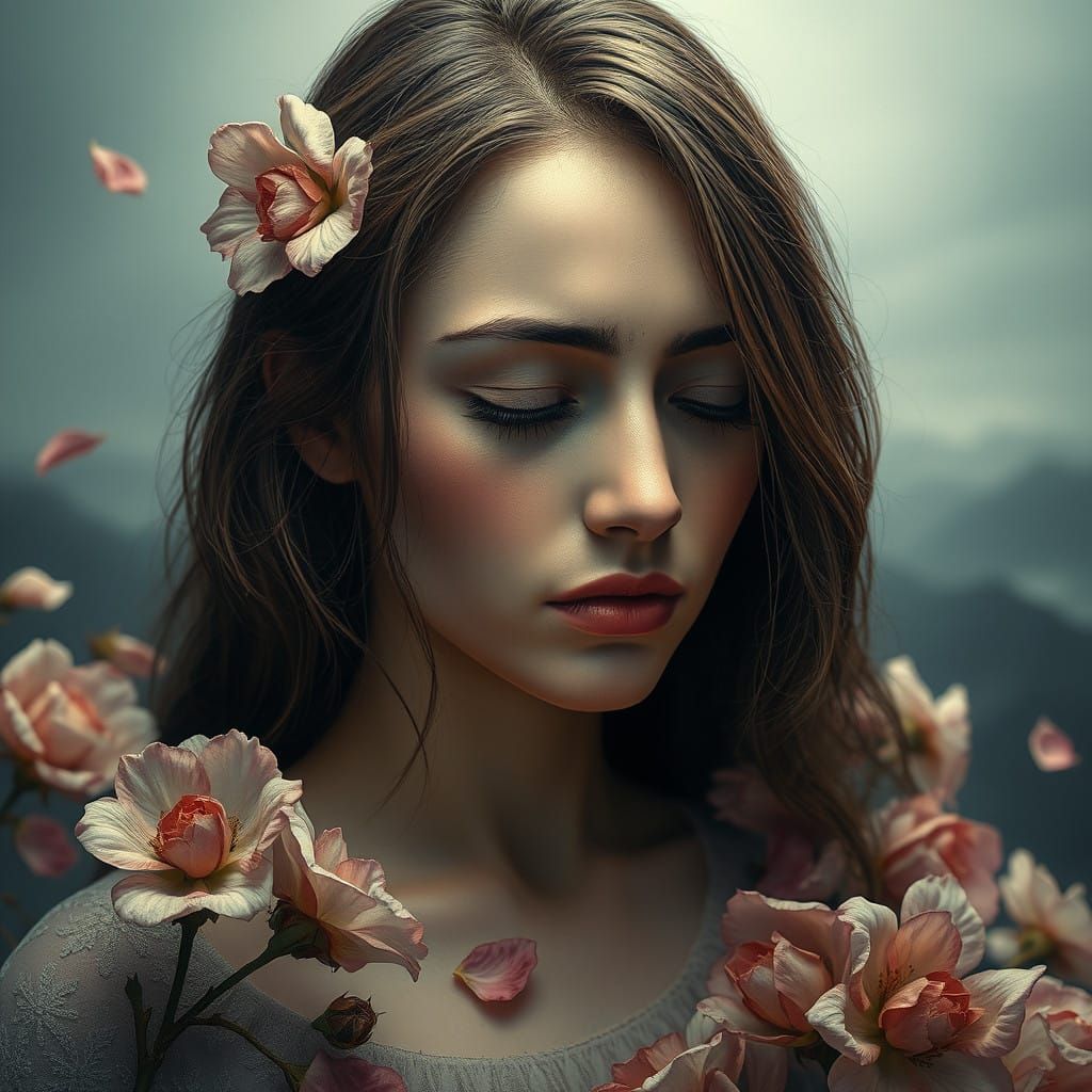 Melancholic Beauty Amidst Wilting Roses