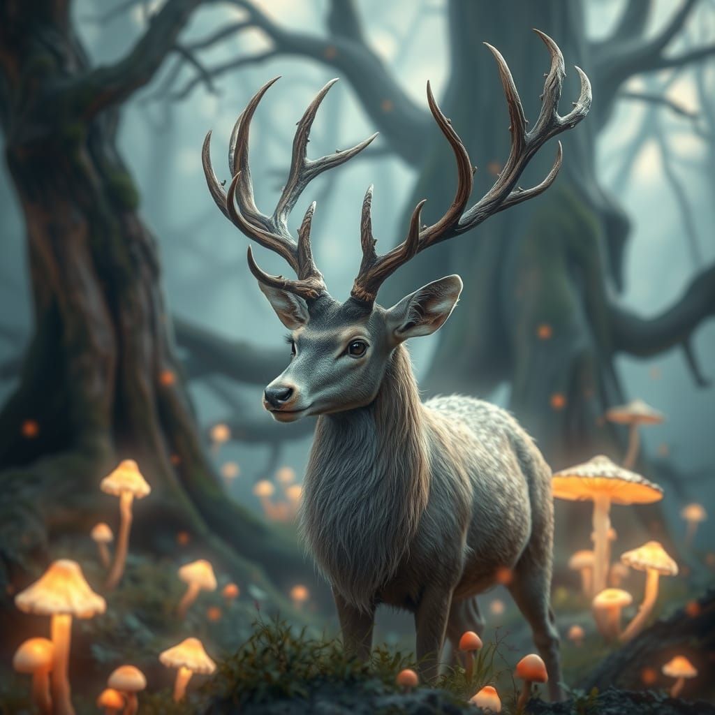 Mystical Deer in Enchanted Forest