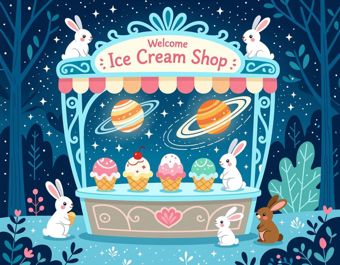Enchanted Ice Cream Shop With Stardust Scoops