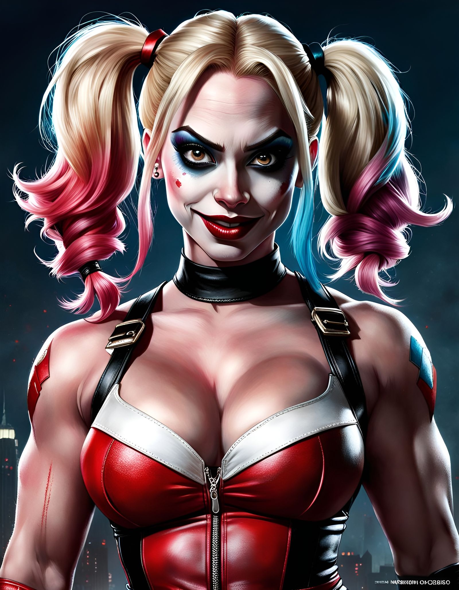 Deranged Harley Quinn Inksplash Caricature