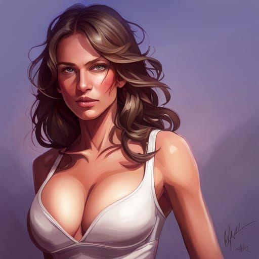 Bikini Brunette in Hyperdetailed Digital Art