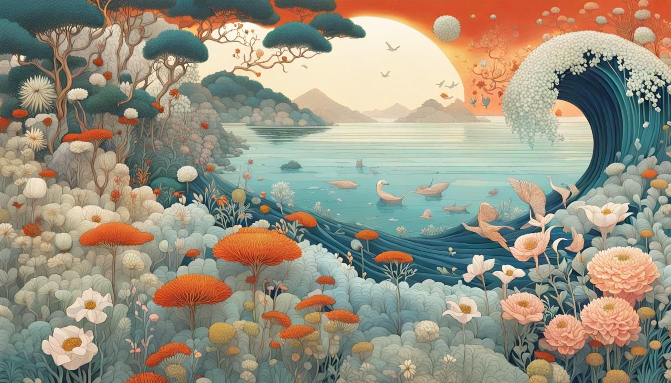 Surreal Flower Bed in Fairytale Style