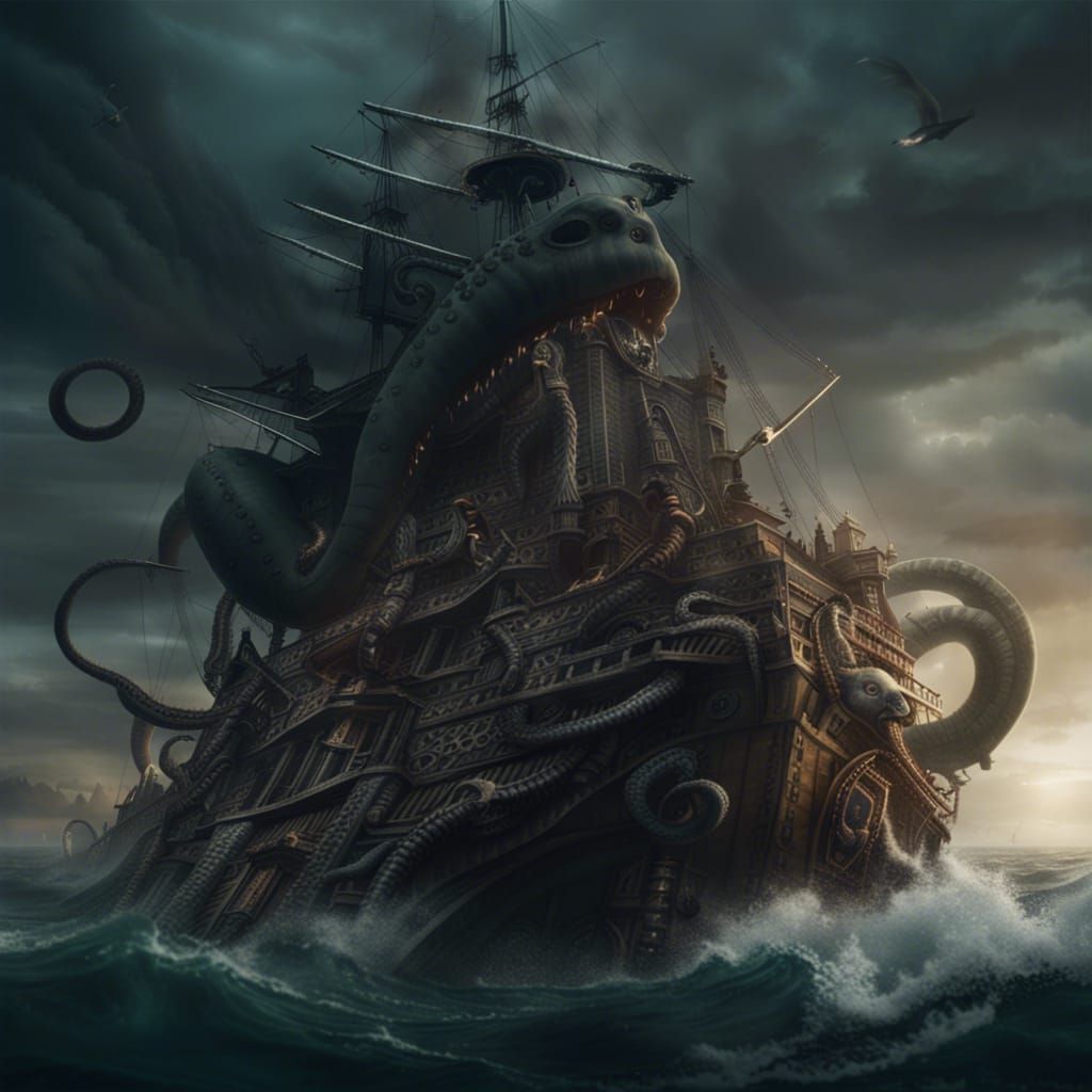 Epic Kraken Rising: A Digital Matte Painting