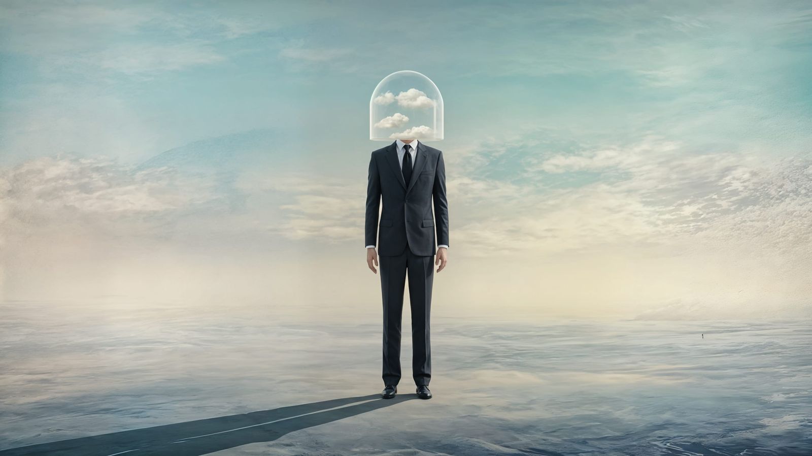 Elegant Figure in Serene, Dreamlike Landscape