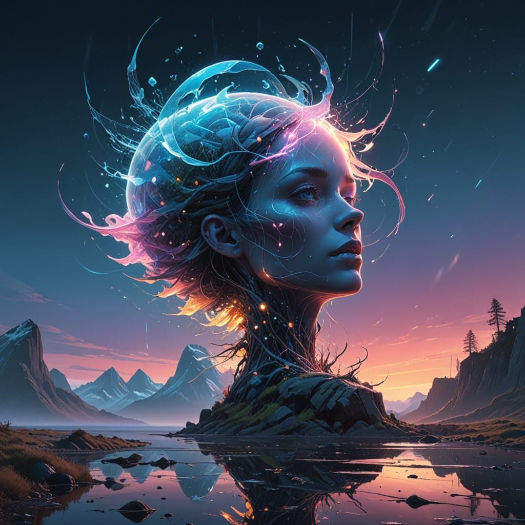 Ethereal Futuristic Crystals in Iridescent Light