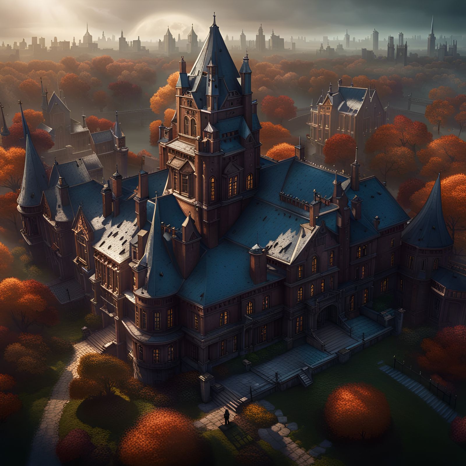Dark Academia Boarding School: Detailed Fantasy Art