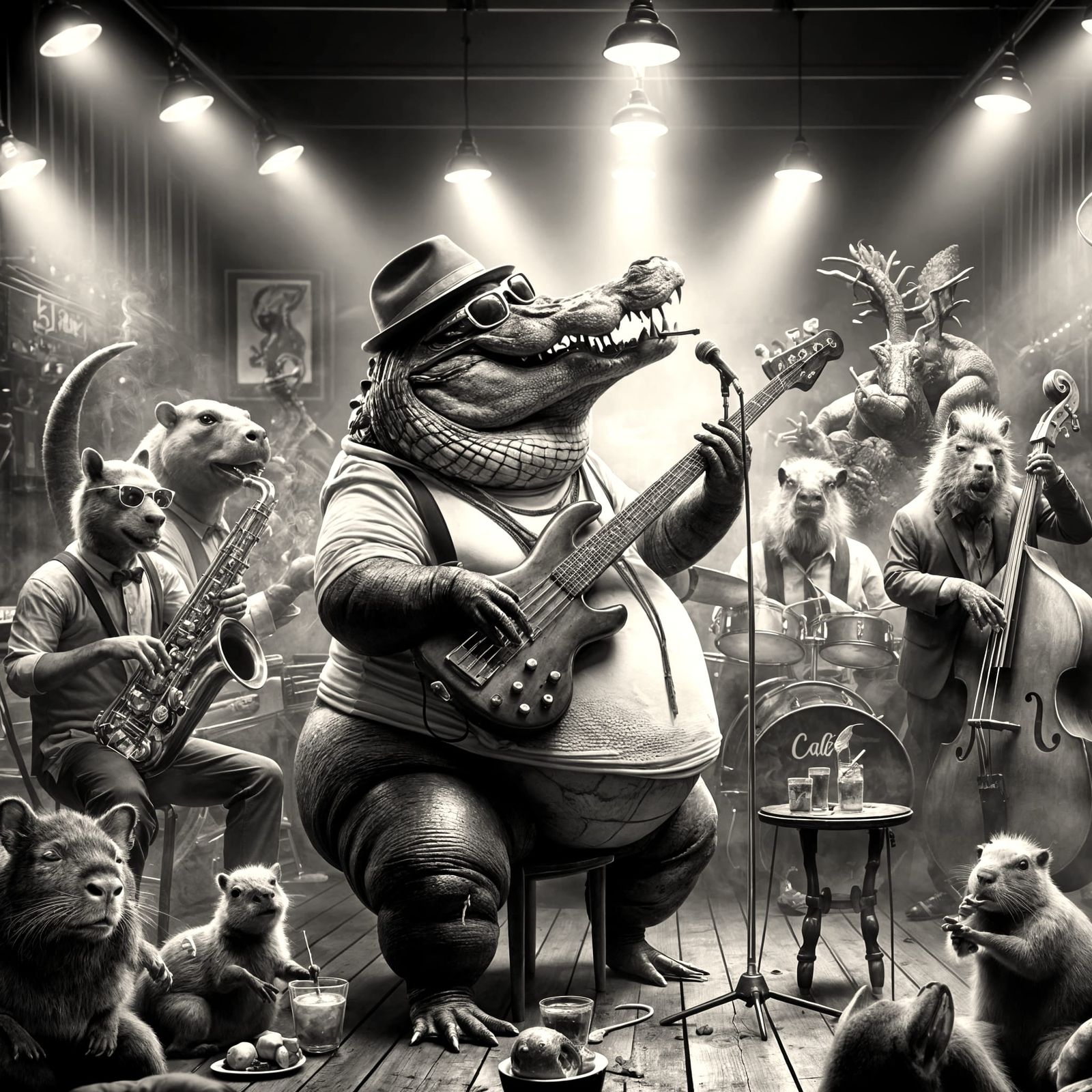 Animal Jazz Band in Dimly Lit Bar