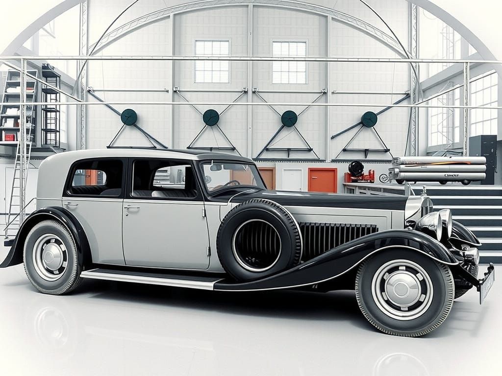 Sleek Bubble Limousine in Futuristic Hangar