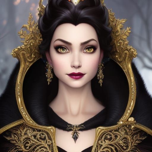 Majestic Evil Queen Portrait in Hyperdetailed Style