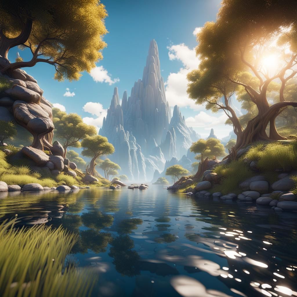 Utopian Renewable Energy Landscape in 3D