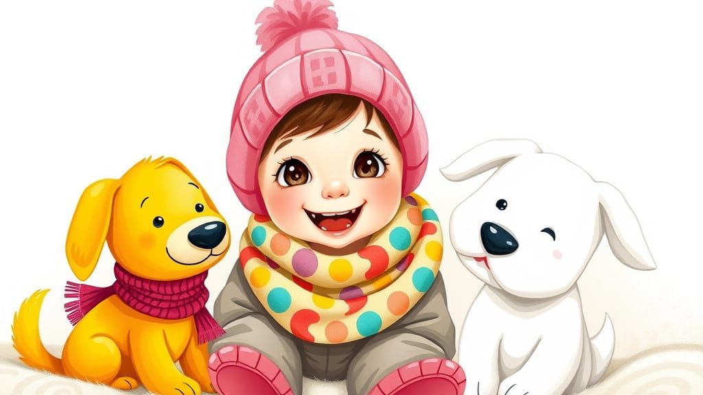 Cozy Childhood Joy in Vibrant Digital Art