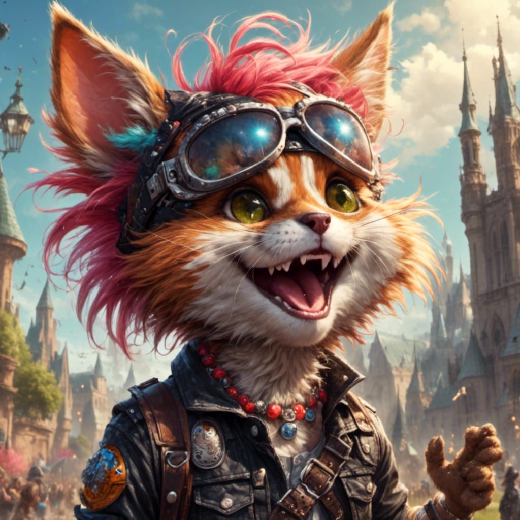 Adorable Punk Animal Portrait on Sunny Day