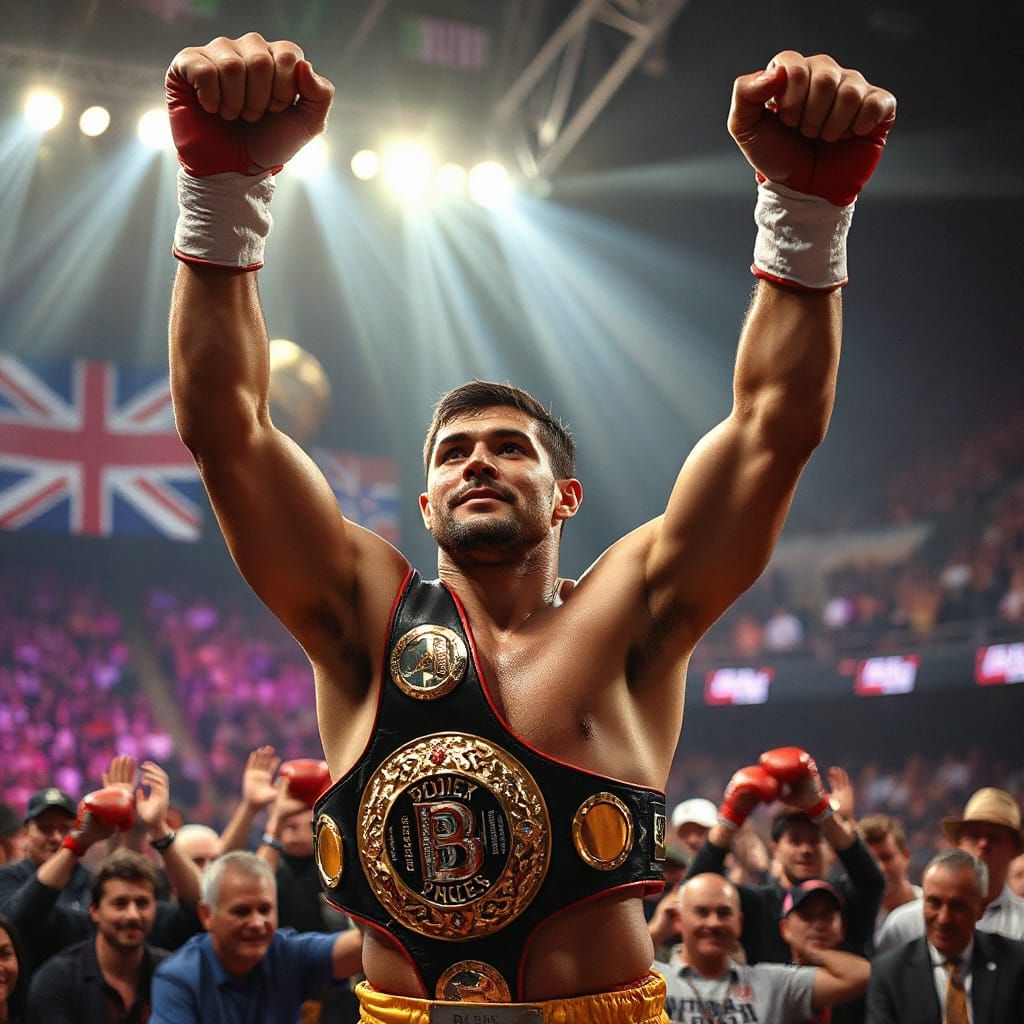 Boxing Champion's Triumphant Victory in Hyperrealistic Conce...