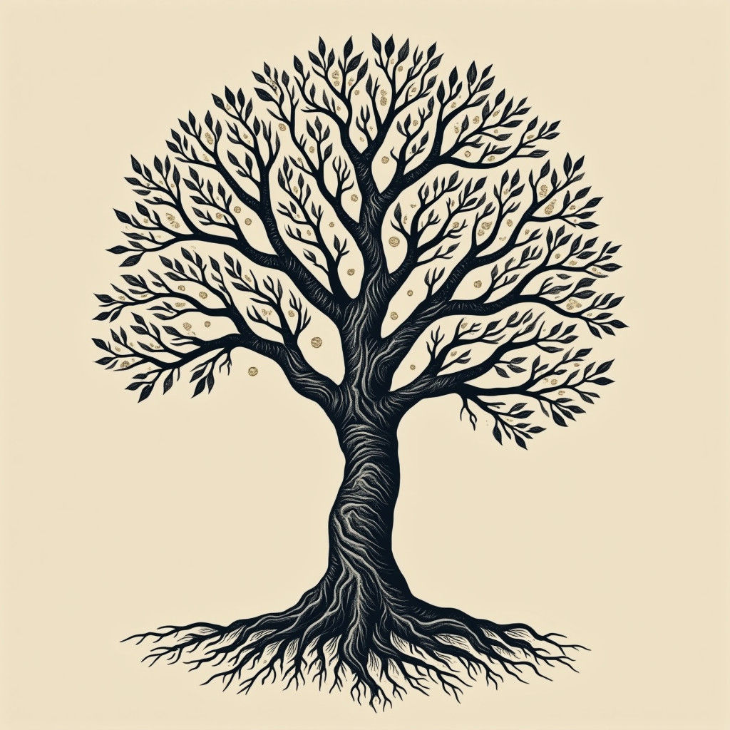 Woodcut Tattoo Design: Tree of Knowledge