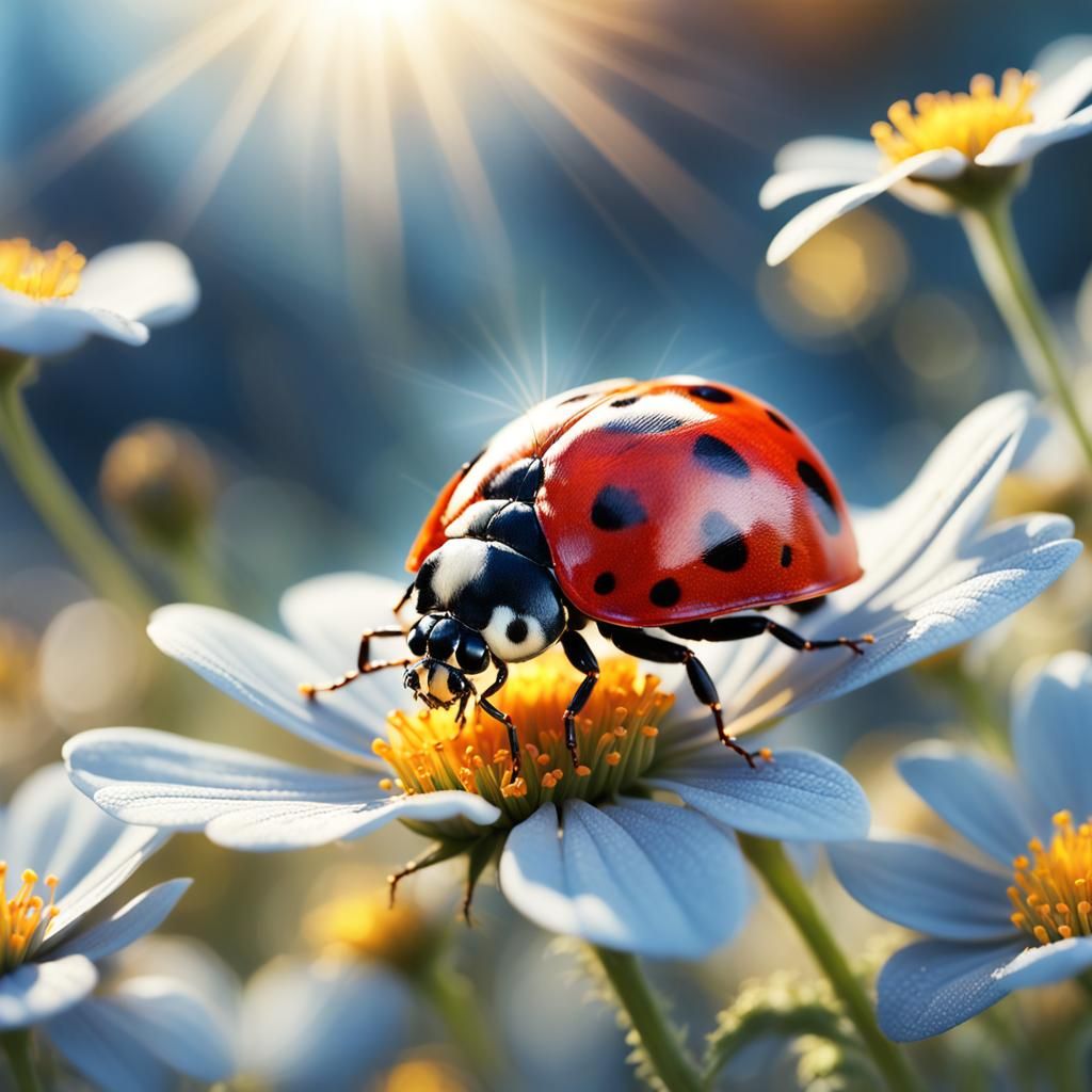 Ladybug's Floral Game: A Matte Painting