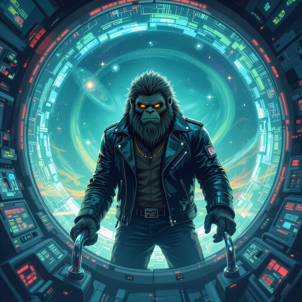 Bigfoot Commands a UFO in 16-bit Pixel Art