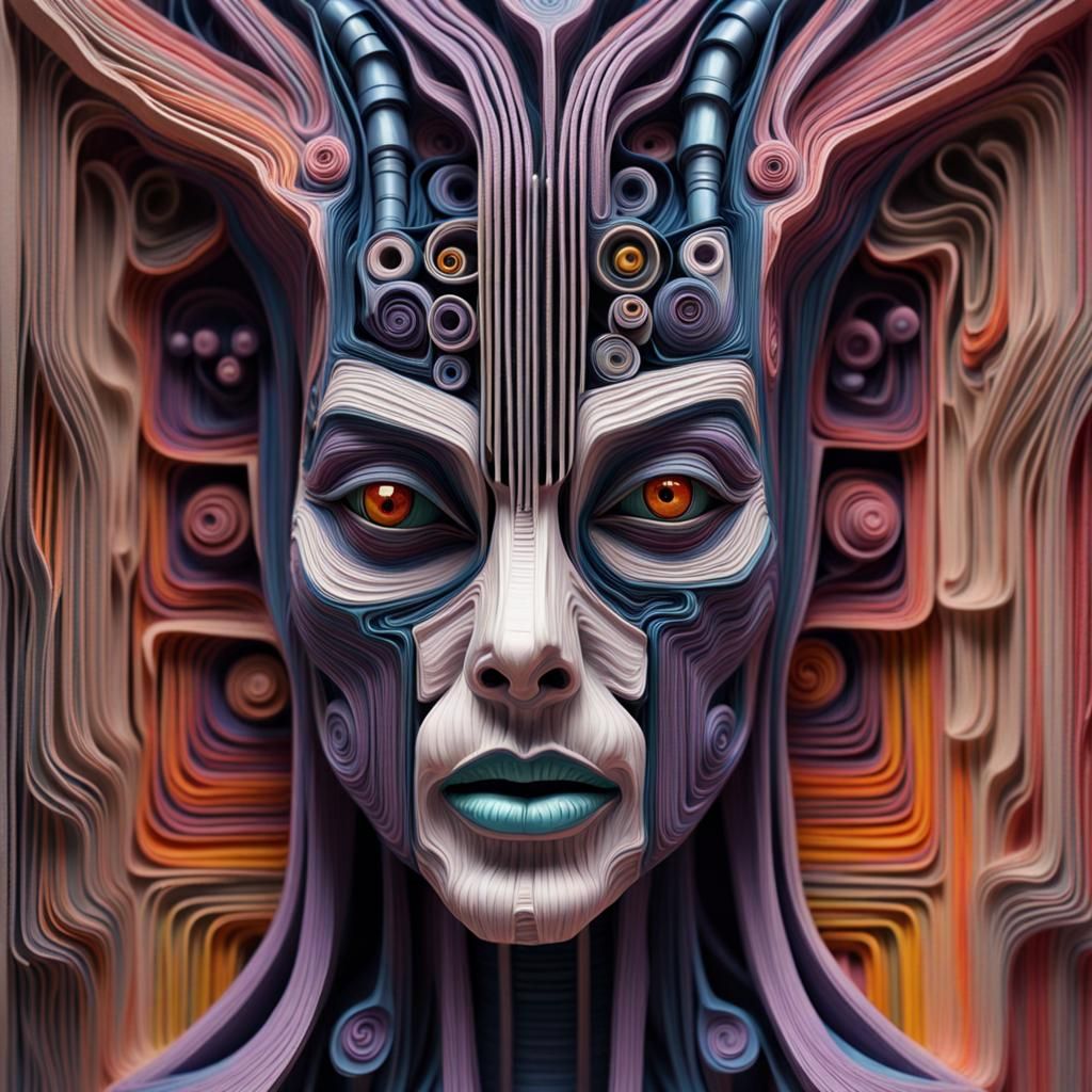 Cubist Cyberpunk Cyborg in Expressionist Style