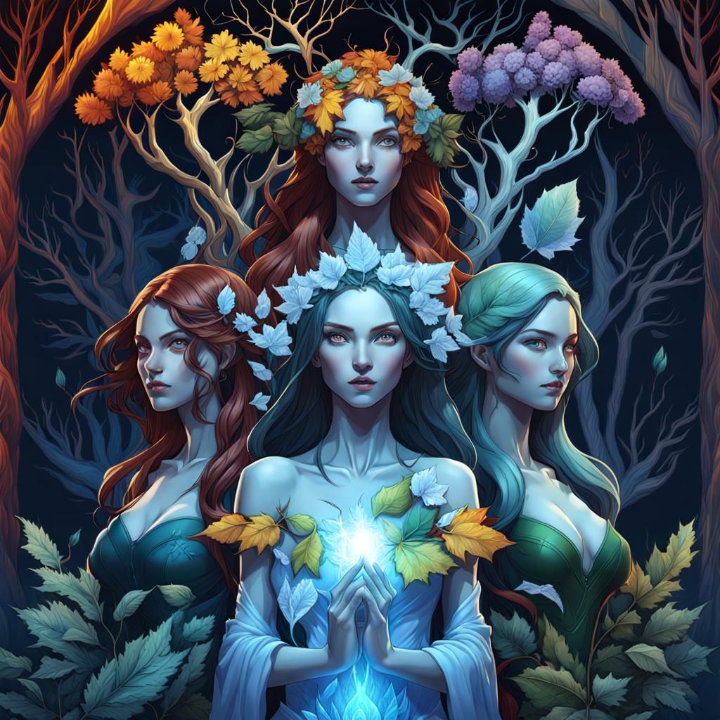 Four Season Dryads: Nature's Power Unleashed
