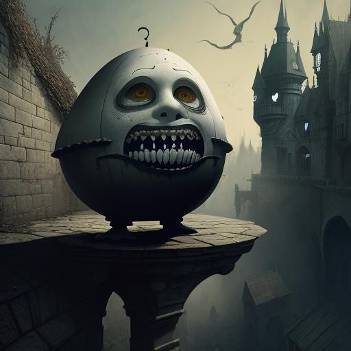 Humpty Dumpty in a Dark Burtonesque Style