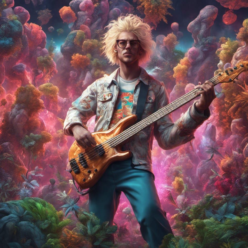 Dystopian Bassist in Detailed Matte Painting Style