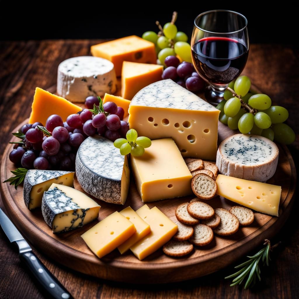 Magnificent Cheese Platter in Hyperrealistic Detail
