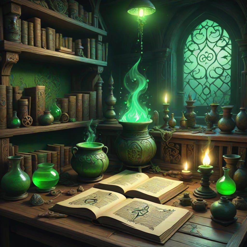 Enchanted Witch's Sanctum in Muted Earthy Tones