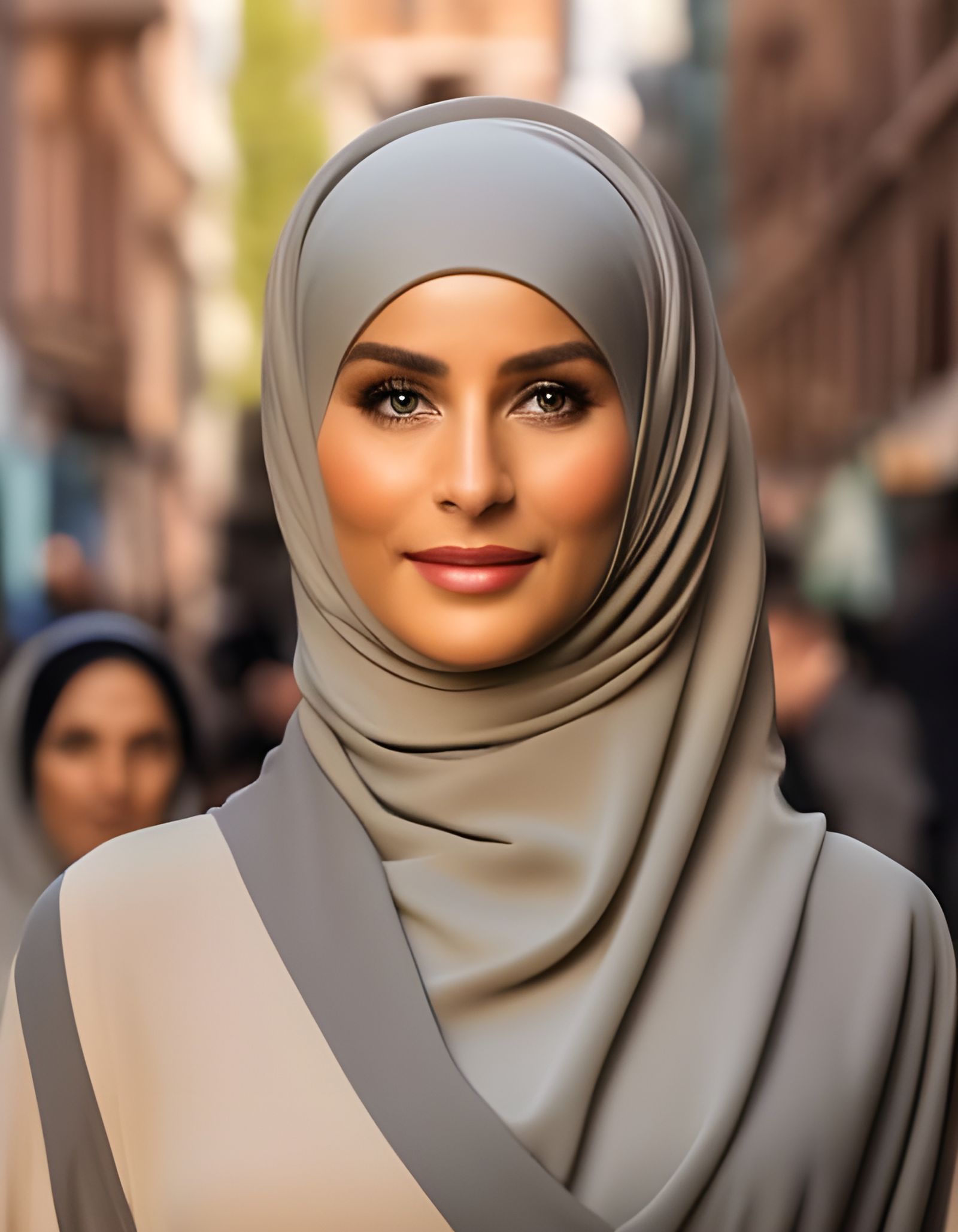 Beautiful Woman in Hijab in Modern City