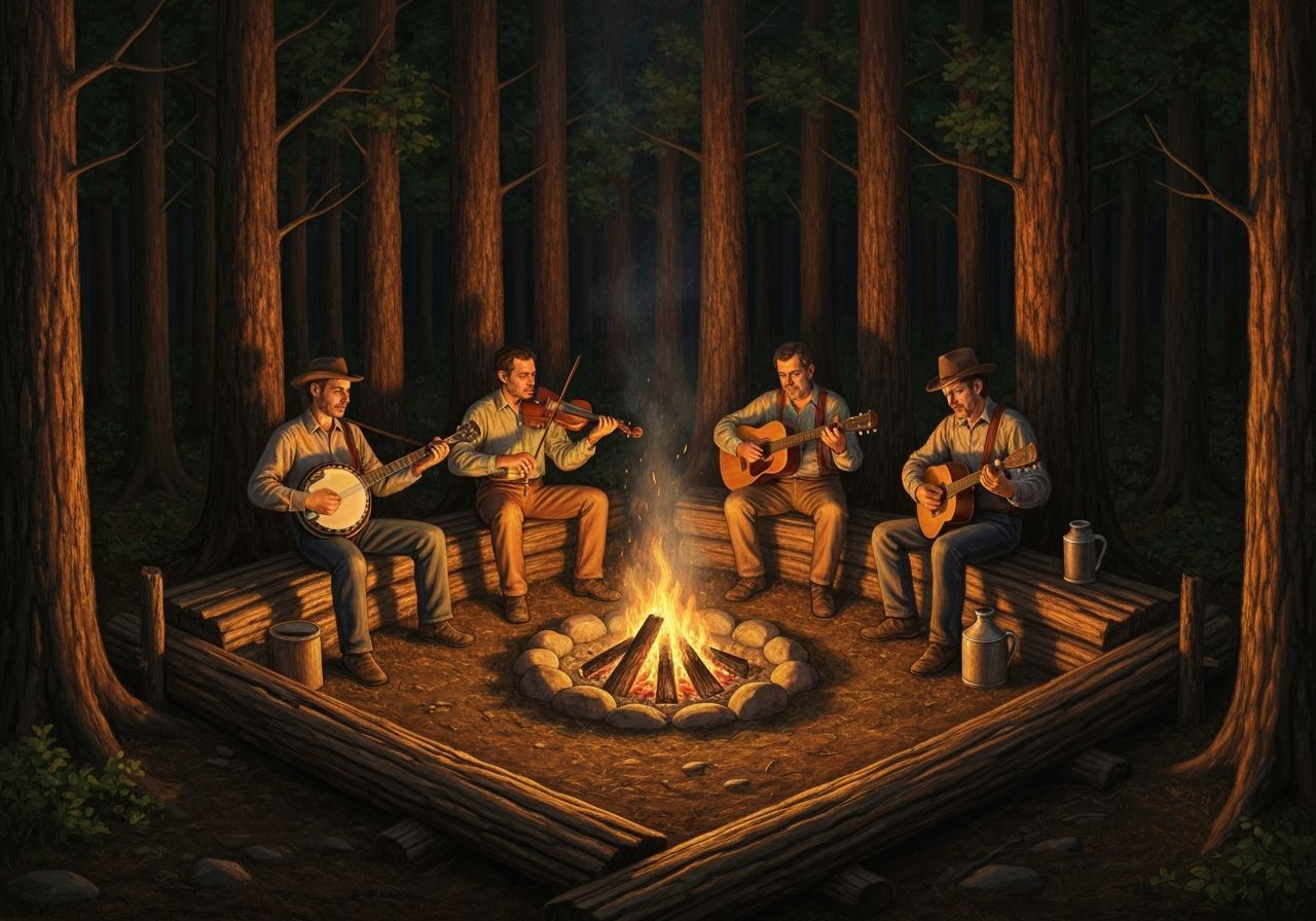 Backwoodsmen's Campfire Music: Folk Realism Painting